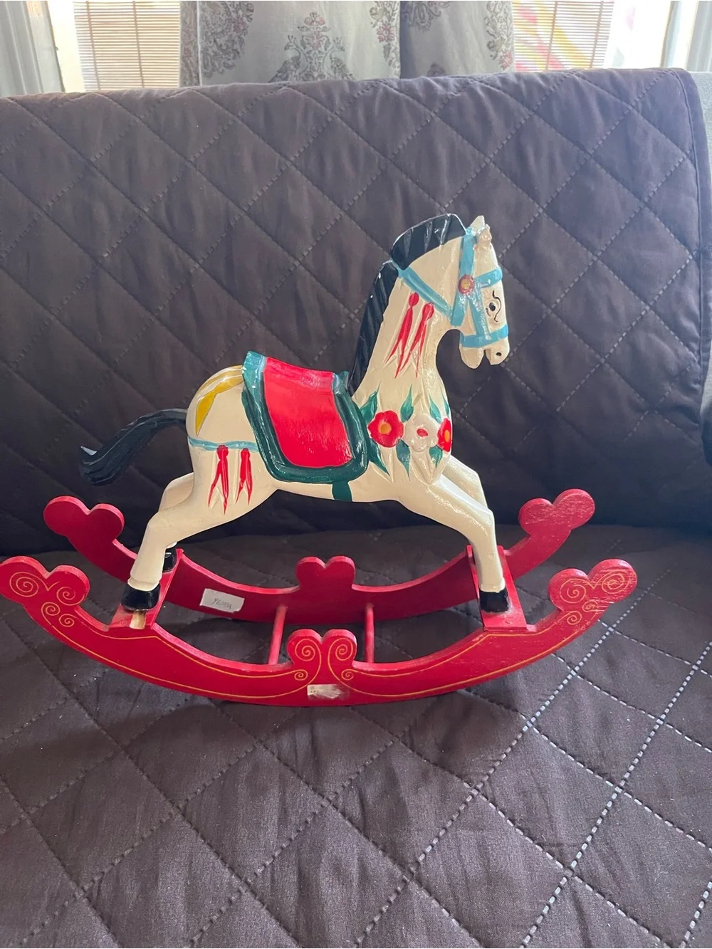 Vintage hand-painted wooden rocking horse